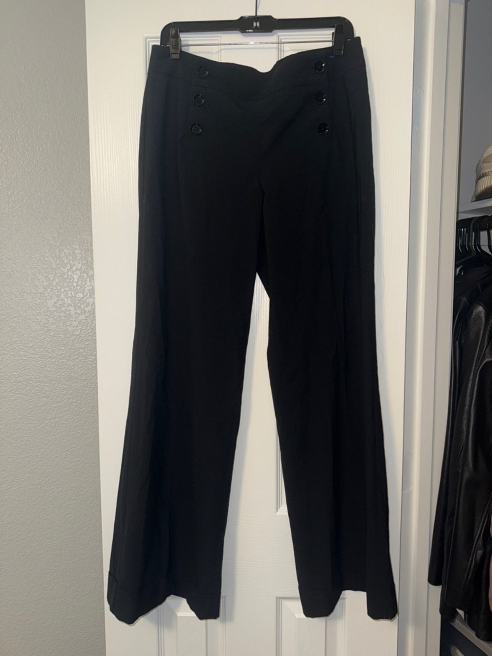 Express Black High-Waist Sailor Wide-Leg Trousers